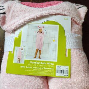 Jumping Beans Pink Cat Hooded Beach/Bath Towel 25 X 50 Inches - NEW with Tags
